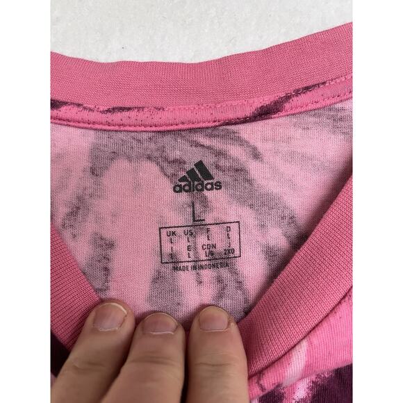 Adidas Basketball T-Shirt Pink & Purple Tie Dye Short Sleeve Crewneck Adult L - Picture 3 of 4